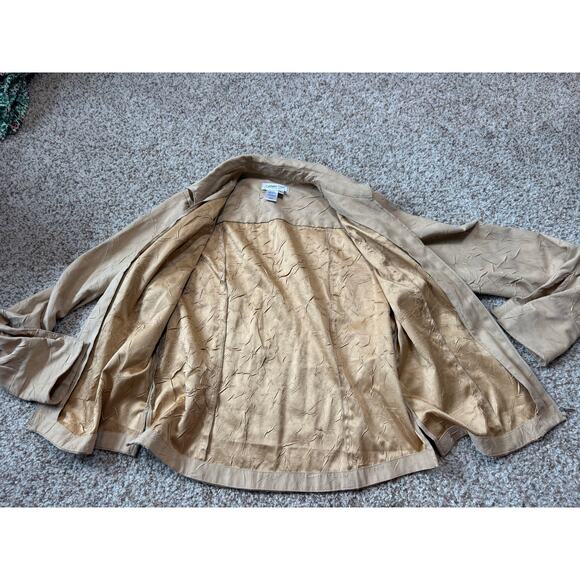 Coldwater Creek Designs Crinkle Tan Zip jacket/blazer; Lightweight; Size Large - Picture 8 of 10